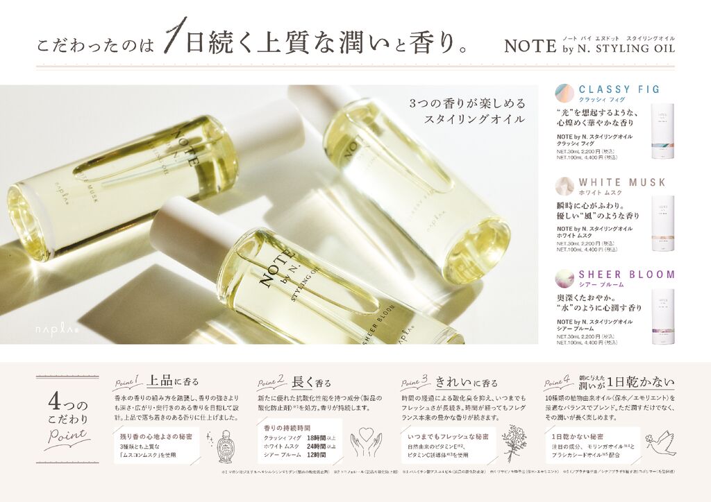 NOTE by N. スタイリングオイル 香り特長POP