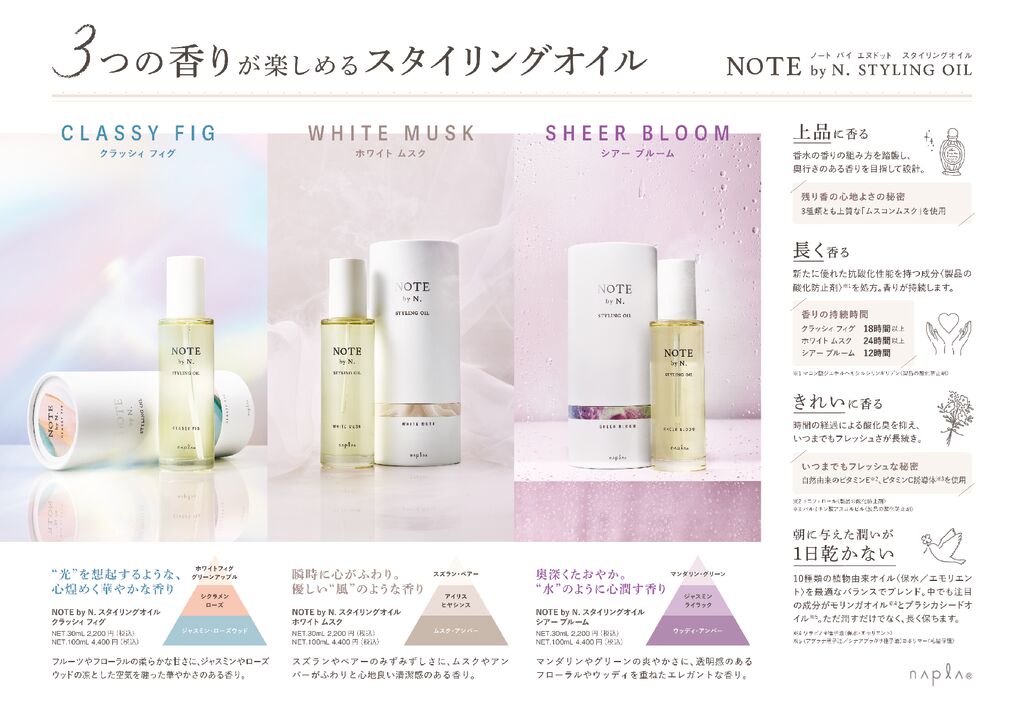NOTE by N. スタイリングオイル 香り紹介POP